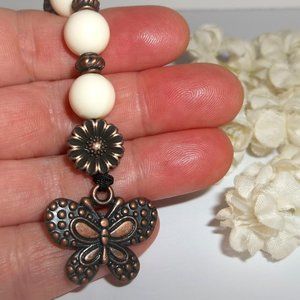 New! Bookmark Butterfly Flower Copper Cream Bookmarker Reading Gift Idea 8176